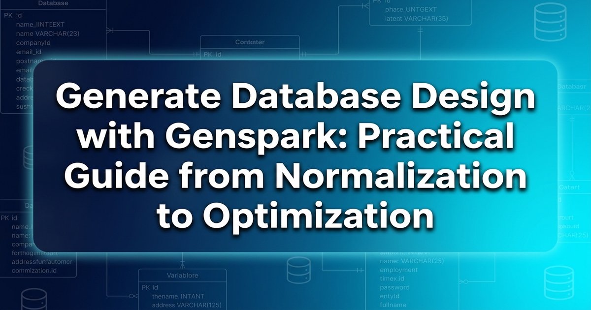 Genspark for database design: from normalization to query optimization