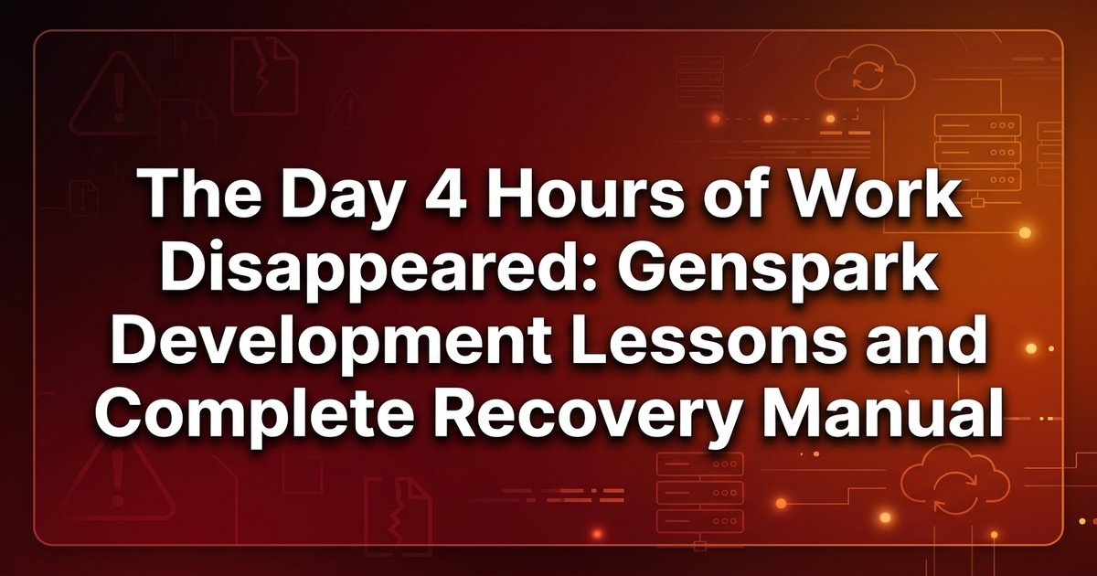 I lost 4 hours of work in Genspark: a recovery manual for developers