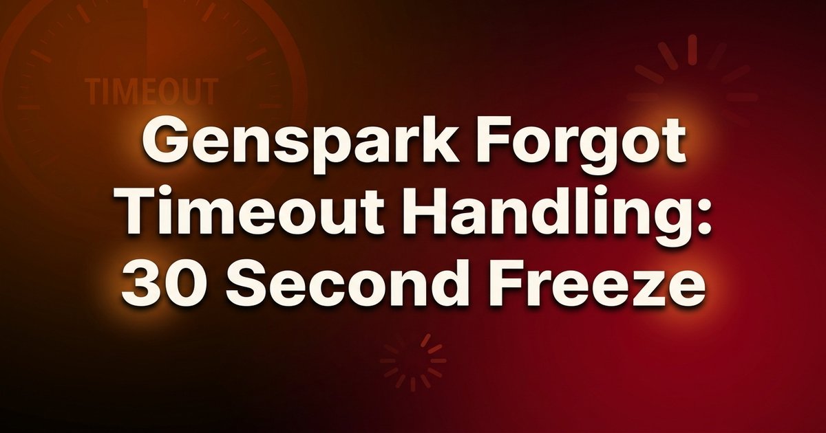 Genspark froze for 30 seconds due to forgotten timeout handling