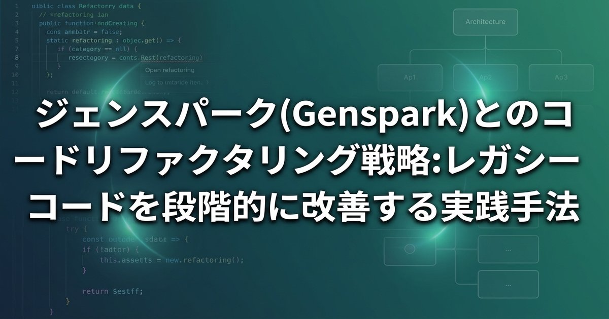 ジェンスパーク(Genspark)とのコードリファクタリング戦略：レガシーコードを段階的に改善する実践手法