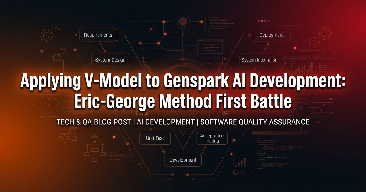 Applying the V-Model to Genspark AI development - Eric George's method debut