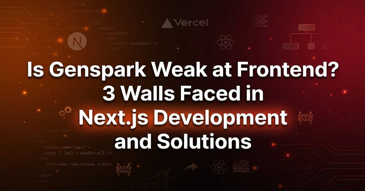 Is Genspark weak at frontend? 3 Next.js challenges and their solutions