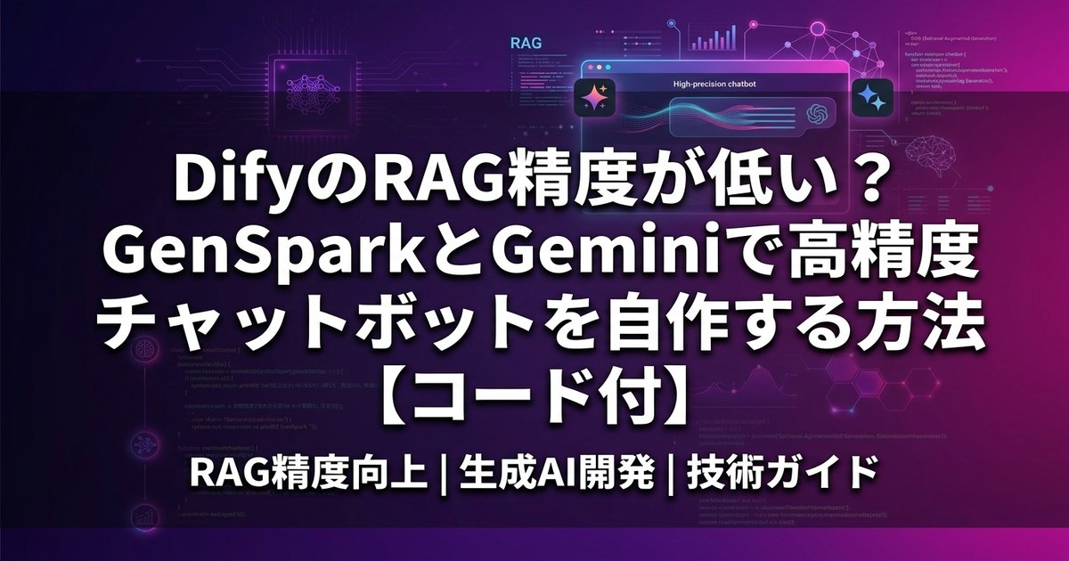 DifyのRAG精度が低い？GenSparkとGeminiで高精度チャットボットを自作する方法【コード付】