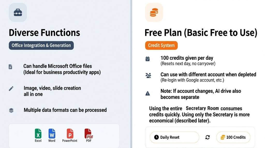 Genspark's diverse features and free plan